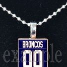 BRONCOS PERSONALIZED JERSEY Navy, White & Orange Team Mascot Pendant Necklace or Keychain