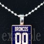 BRONCOS PERSONALIZED JERSEY Navy, White & Orange Team Mascot Pendant Necklace or Keychain