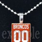 BRONCOS PERSONALIZED JERSEY Navy, White & Orange Team Mascot Pendant Necklace or Keychain