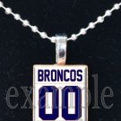 BRONCOS Navy, White & Orange PERSONALIZED JERSEY Team Mascot Pendant Necklace or Keychain