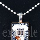 BRONCOS PERSONALIZED FOOTBALL JERSEY Navy, White & Orange Team Mascot Pendant Necklace or Keychain