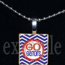 GO GATORS Blue & Orange Team Mascot Pendant Necklace Charm or Keychain
