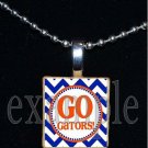 GO GATORS Blue & Orange Team Mascot Pendant Necklace Charm or Keychain