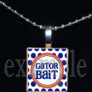 GATOR BAIT Blue & Orange Team Mascot Pendant Necklace or Keychain