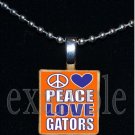 PEACE LOVE GATORS Blue & Orange Team Mascot Pendant Necklace or Keychain