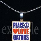 PEACE LOVE GATORS Blue & Orange Team Mascot Pendant Necklace or Keychain
