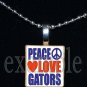 PEACE LOVE GATORS Blue & Orange Team Mascot Pendant Necklace or Keychain