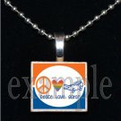 PEACE LOVE GATORS Blue & Orange Team Mascot Pendant Necklace or Keychain