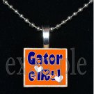 GATOR GIRL Blue & Orange Team Mascot Pendant Necklace Charm or Keychain