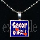 GATOR GIRL Blue & Orange Team Mascot Pendant Necklace Charm or Keychain