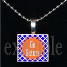 GO GATORS Blue & Orange Team Mascot Pendant Necklace Charm or Keychain