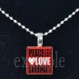 PEACE LOVE CARDINALS Red, White, Black & Yellow Team Mascot Pendant Necklace or Keychain