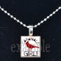 CARDINALS GIRL Red, White, Black & Yellow Team Mascot Pendant Necklace or Keychain