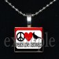 PEACE LOVE CARDINALS Red, White, Black & Yellow Team Mascot Pendant Necklace or Keychain