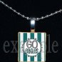 GO EAGLES Green, Black & Silver Team Mascot Pendant Necklace Charm or Keychain