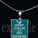 KEEP CALM AND GO EAGLES Green, Black & Silver Team Mascot Pendant Necklace or Keychain