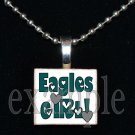 EAGLES GIRL Green, Black & Silver Team Mascot Pendant Necklace Charm or Keychain