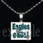 EAGLES GIRL Green, Black & Silver Team Mascot Pendant Necklace Charm or Keychain