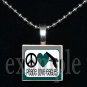 PEACE LOVE EAGLES Green, Black & Silver Team Mascot Pendant Necklace Charm or Keychain