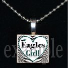 EAGLES GIRL Green, Black & Silver Team Mascot Pendant Necklace Charm or Keychain