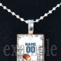 LIONS PERSONALIZED FOOTBALL JERSEY Blue, Silver, Black & White Team Pendant Necklace or Keychain