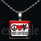 PEACE LOVE FALCONS Red, Black & White Team Mascot Pendant Necklace or Keychain
