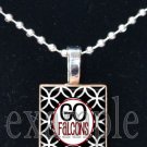 GO FALCONS Red, Black & White Team Mascot Pendant Necklace Charm or Keychain