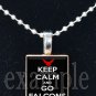 KEEP CALM AND GO FALCONS Red, Black & White Team Mascot Pendant Necklace or Keychain