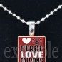 PEACE LOVE FALCONS Red, Black & White Team Mascot Pendant Necklace or Keychain
