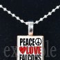 PEACE LOVE FALCONS Red, Black & White Team Mascot Pendant Necklace or Keychain