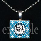 GO PANTHERS Black, Blue, Silver & White Team Mascot Pendant Necklace or Keychain