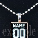 PANTHERS PERSONALIZED JERSEY Black, Blue, Silver & White Team Mascot Pendant Necklace or Keychain