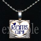 RAMS GIRL Blue, Gold & White Team Mascot Pendant Choices