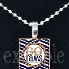 GO RAMS Blue, Gold & White Team Mascot Pendant Necklace or Keychain