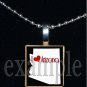 ANY USA STATE Black & White c/ Red Heart Scrabble Necklace Charm Key-chain Gift