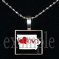 ANY USA STATE Black & White c/ Red Heart Scrabble Necklace Charm Key-chain Gift