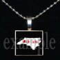 ANY USA STATE Black & White c/ Red Heart Scrabble Necklace Charm Key-chain Gift