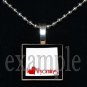 ANY USA STATE Black & White c/ Red Heart Scrabble Necklace Charm Key-chain Gift