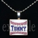 Personalized Custom Name BASEBALL Scrabble Tile Necklace Charm Key-chain Gift
