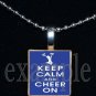 KEEP CALM & CHEER ON Cheer Cheerleader Scrabble Necklace Pendant Charm or Key-chain