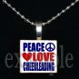 PEACE LOVE Cheer Cheerleader Scrabble Necklace Pendant Charm or Key-chain