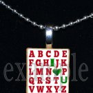 ABC I LOVE U School Teacher Scrabble Necklace Pendant Charm or Key-chain Great Gift