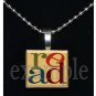 BOOK CLUB Reading Wine Drinking Scrabble Tile Pendant Necklace Charm Key-chain