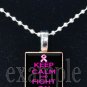 BREAST CANCER Awareness Ribbon Scrabble Tile Pendant Necklace Charm Key-chain