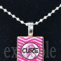 BREAST CANCER Awareness Ribbon Scrabble Tile Pendant Necklace Charm Key-chain