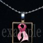 BREAST CANCER Awareness Ribbon Scrabble Tile Pendant Necklace Charm Key-chain