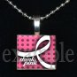 BREAST CANCER Awareness Ribbon Scrabble Tile Pendant Necklace Charm Key-chain