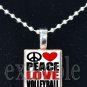 PEACE LOVE VOLLEYBALL Scrabble Tile Pendant Necklace Charm or Key-chain