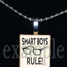 SMART BOYS RULE Scrabble Necklace Pendant Charm Key-chain Gift