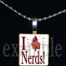 I LOVE NERDS Scrabble Necklace Pendant Charm Key-chain Gift